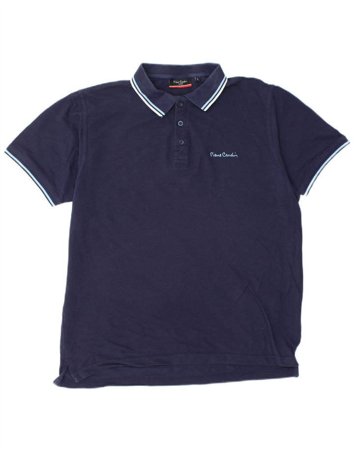 PIERRE CARDIN Polo de corte regular para hombre de algodón azul marino grande