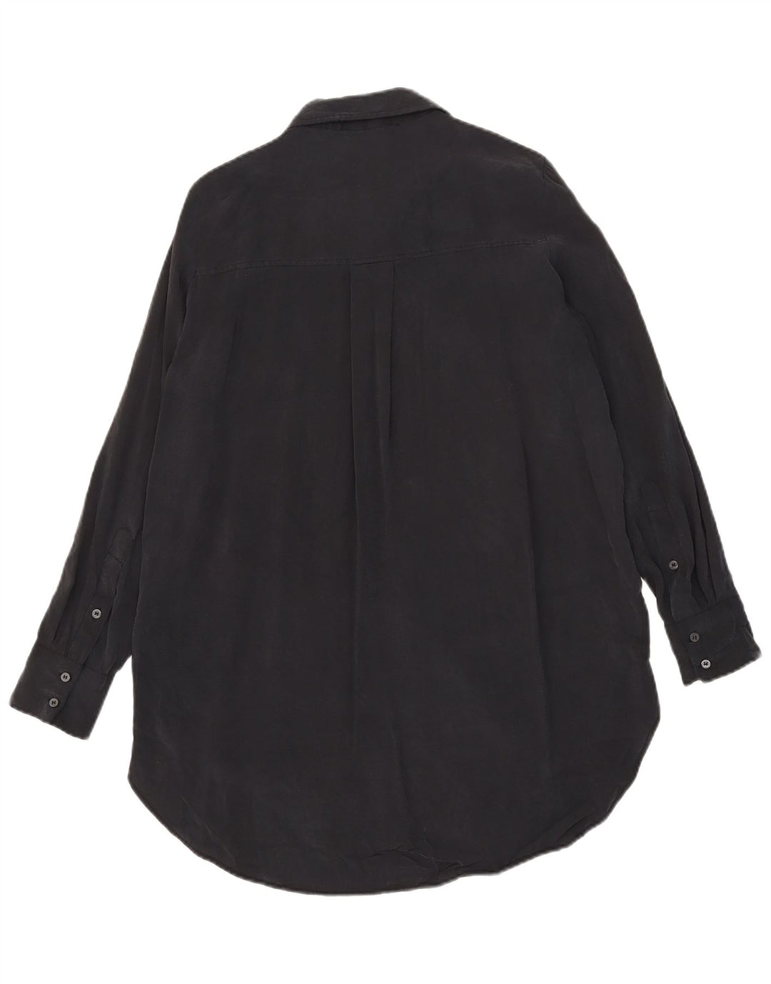 ZARA Vestido Camisero Mujer UK 44 Mediano Negro Modal