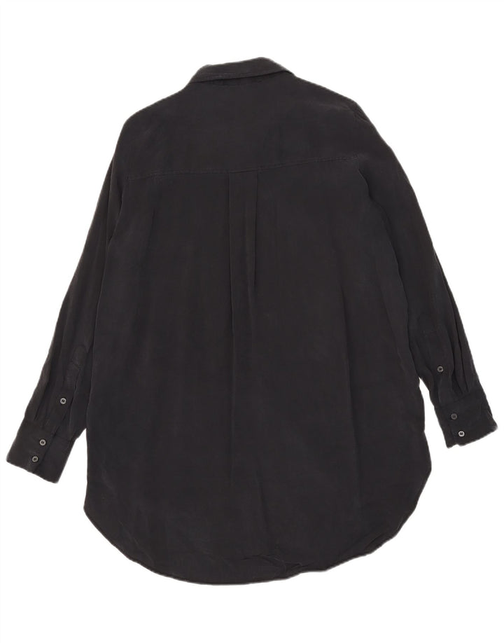 ZARA Vestido Camisero Mujer UK 44 Mediano Negro Modal