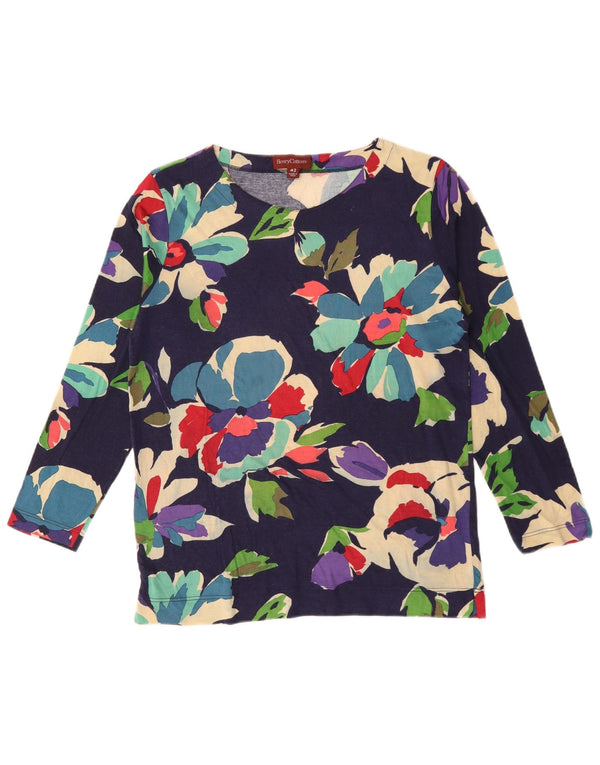 Henry Cottons Top Mujer Manga Larga IT 42 Viscosa Floral Azul Marino Medio
