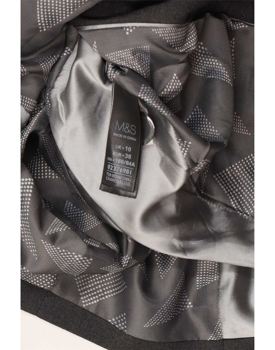 Marks & Spencer Chaqueta tipo blazer con 1 botón para mujer UK 10 Small Gris Poliéster