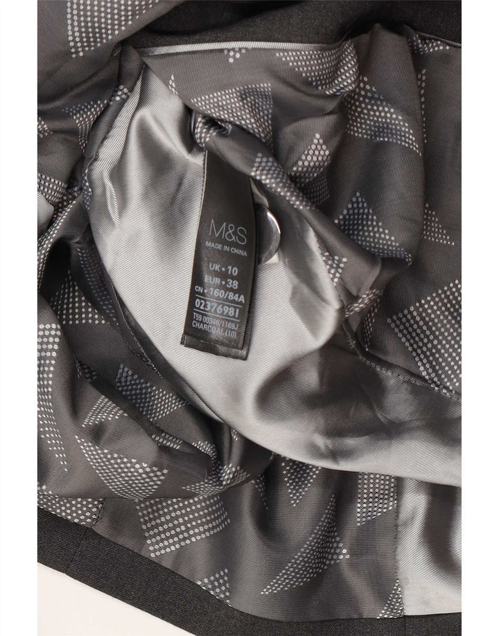 Marks & Spencer Chaqueta tipo blazer con 1 botón para mujer UK 10 Small Gris Poliéster