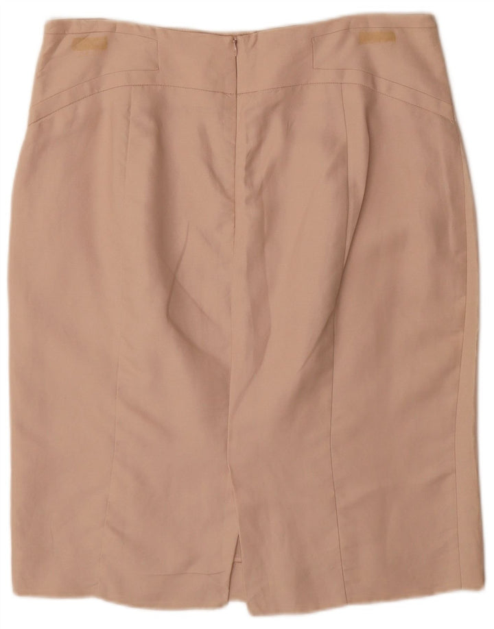 ZARA Mujer Falda Lápiz De Cintura Alta XL W32 Rayón Beige