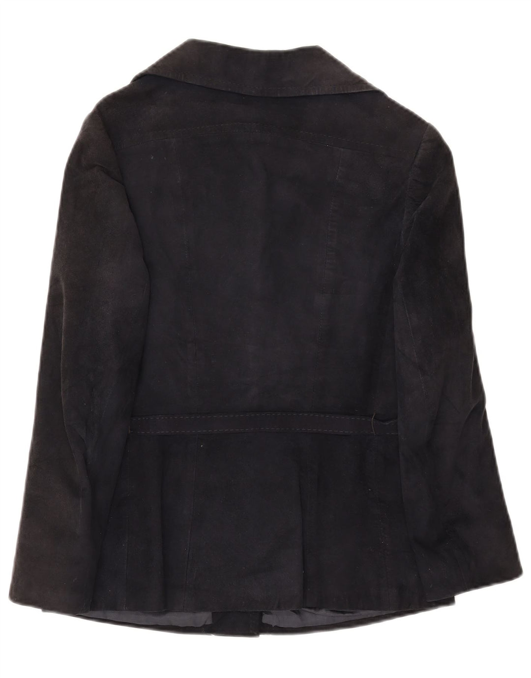 Vintage mujer ante chaqueta IT 46 grande azul marino