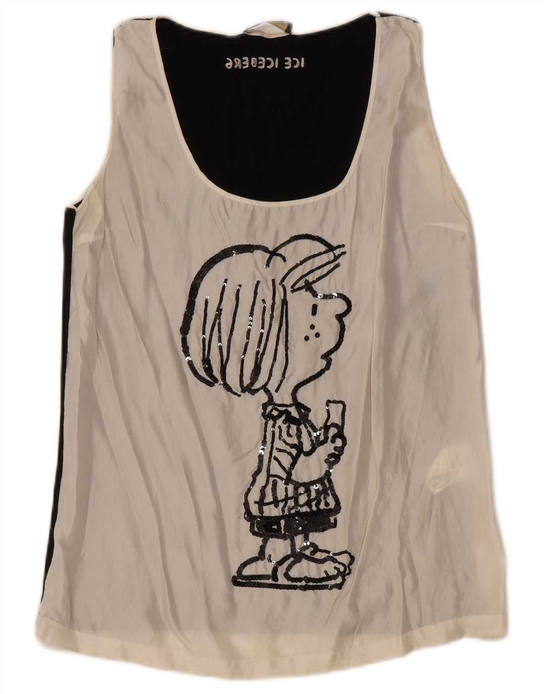 ICEBERG Blusa gráfica para mujer Top UK 8 Small Off White Colorblock