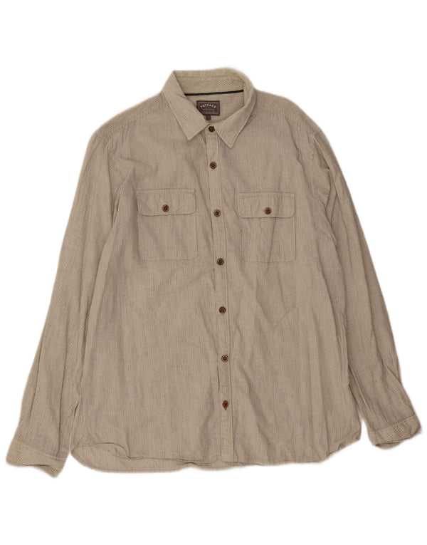 Camisa de hombre Fat Face Large de lino a rayas diplomáticas en beige