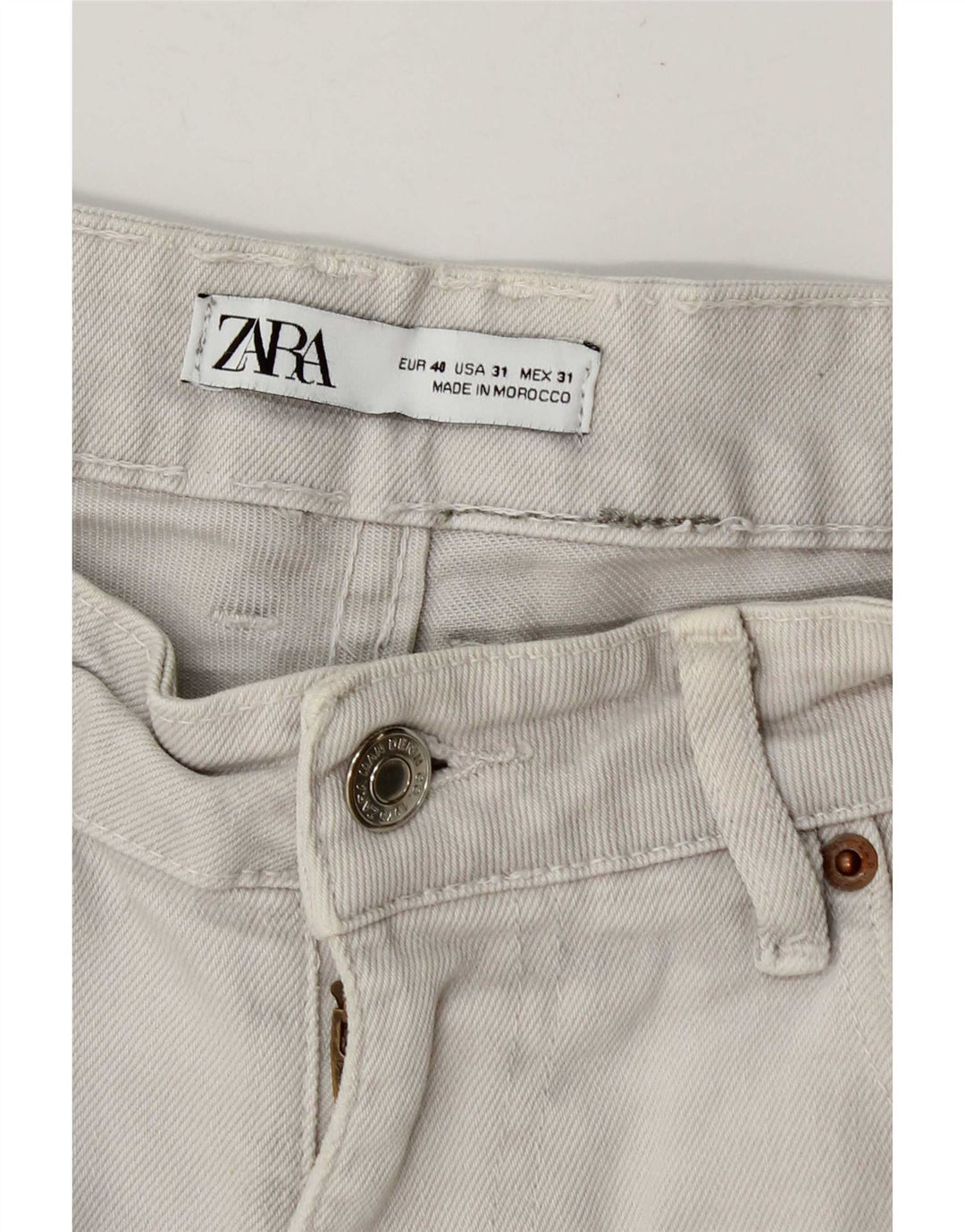 Zara Mens Shorts Denim EU 40 Medium W30 Algodón Beige