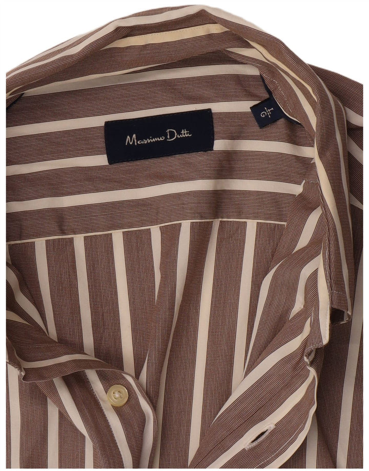 Camisa Massimo Dutti Hombre Large Raya diplomática Marrón