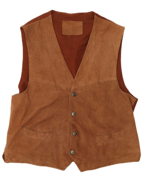 VINTAGE Chaleco de ante para hombre Marrón medio