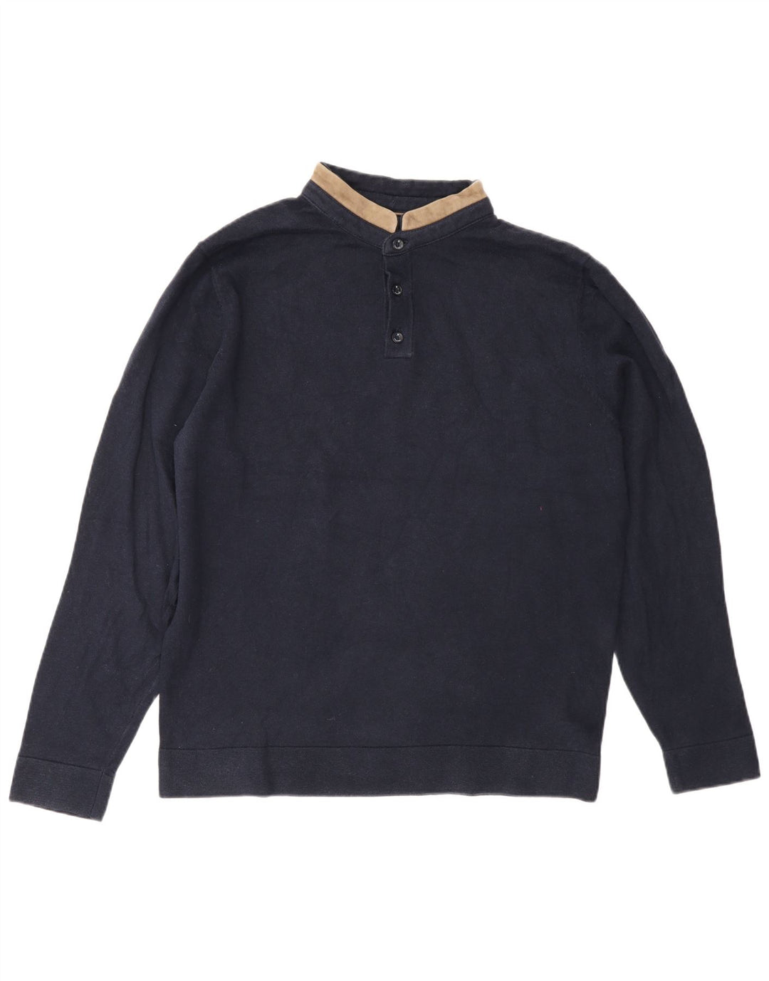 Massimo Dutti Jersey De Cuello Con Botones Para Hombre Large Azul Marino Algodón