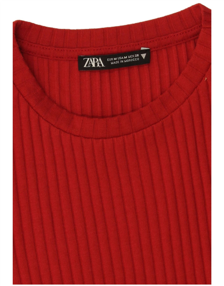 Zara Vestido Ajustado De Punto Para Mujer UK 42 Mediano Rojo