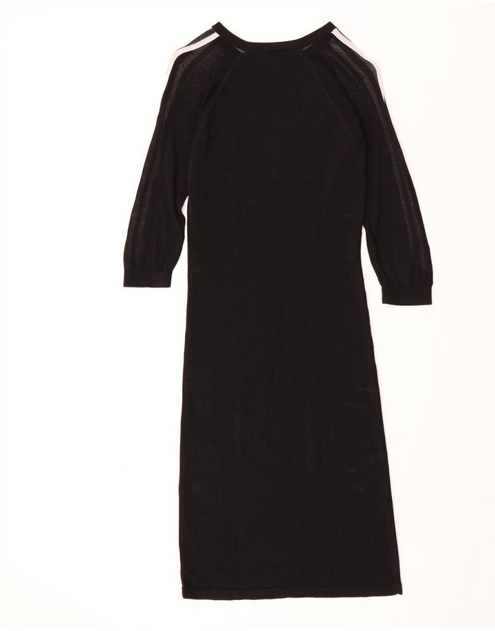ADIDAS Vestido tipo jersey de manga 3/4 para mujer Reino Unido 44 Mediano Rayón negro