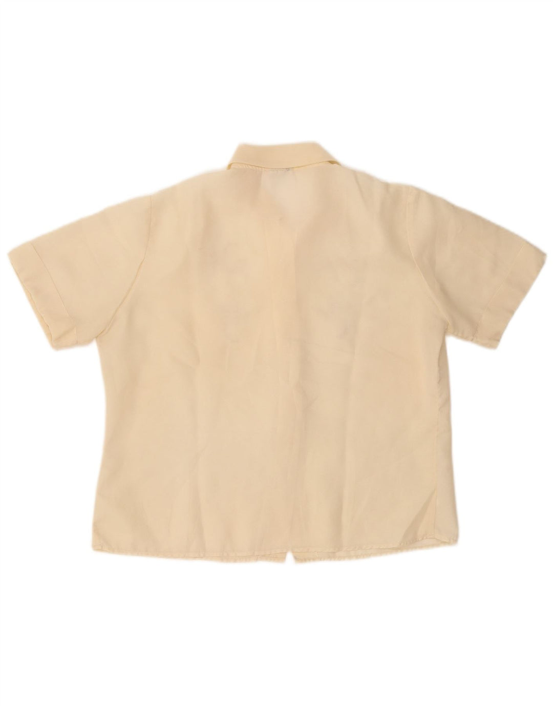 VINTAGE Blusa camisa de manga corta para mujer Reino Unido 14 Floral amarillo medio