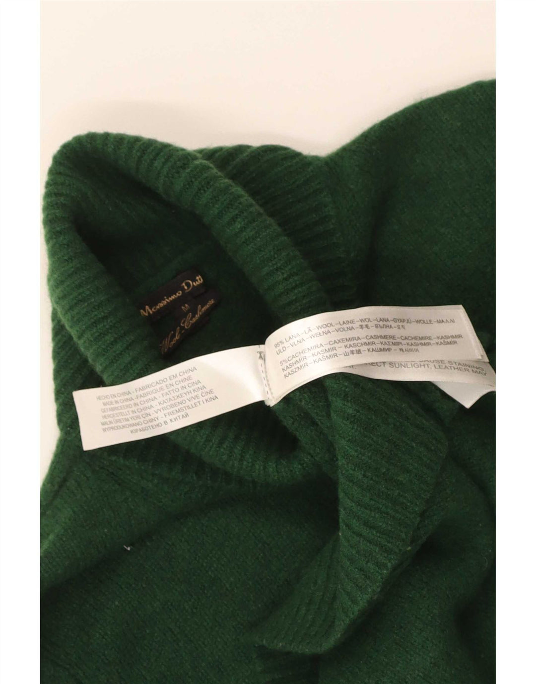 Massimo Dutti Jersey Corto con Cuello Redondo para Mujer UK 40 Lana Verde Medio