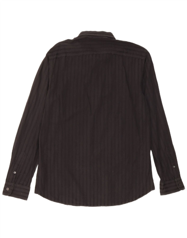 Camisa Diesel Hombre Grande Algodón A Rayas Negras
