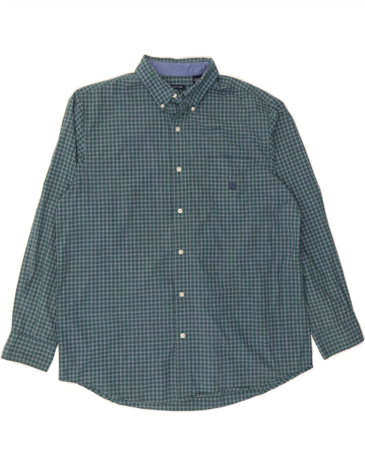 CHAPS Mens Shirt XL Blue Check Cotton Vintage Chaps and Second-Hand Chaps from Messina Hembry 