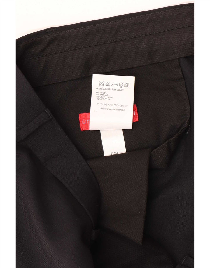 Marks & Spencer Pantalón de traje recto para hombre W40 L31 Lana negra