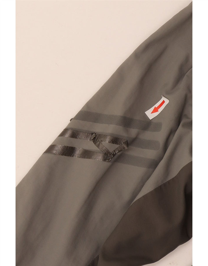 Adidas Chaqueta impermeable para hombre UK 40 Large Gris Colorblock Nylon
