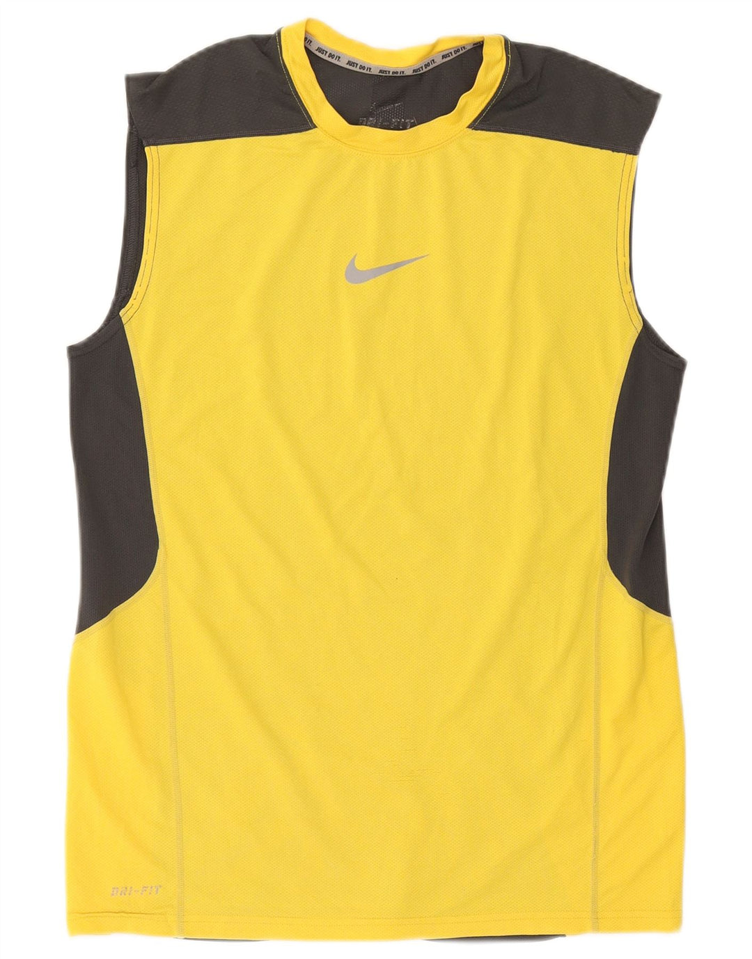 Camiseta sin mangas Dri Fit para hombre Nike Poliéster color block amarillo pequeño