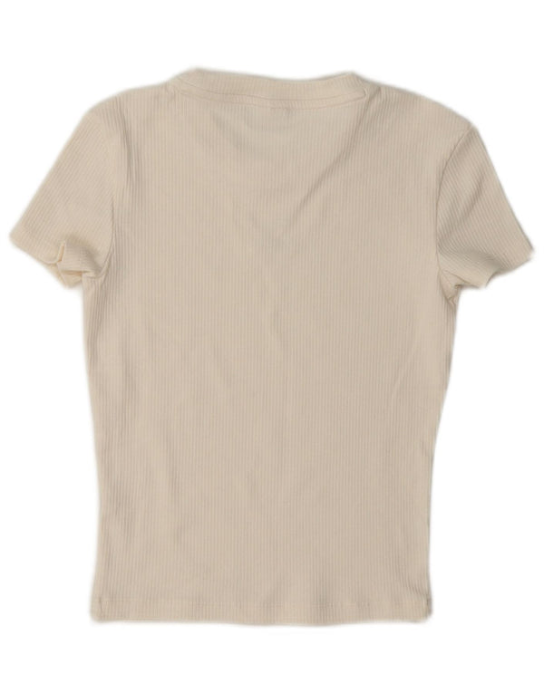 Puma Mujer Crop Graphic Camiseta Top UK 10 Small Off White