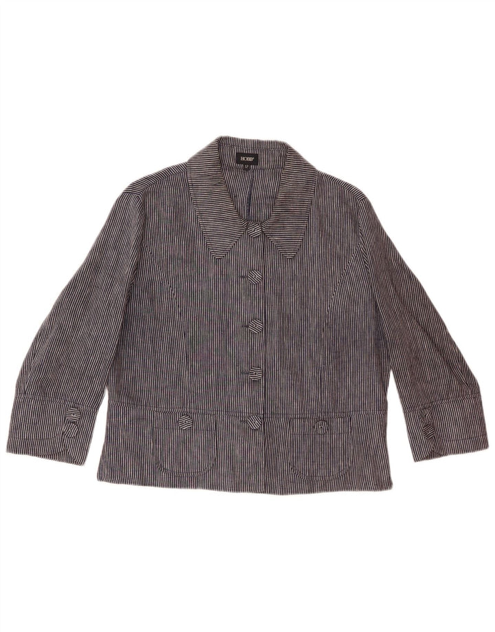 Hobbs Chaqueta Blazer de 5 Botones para Mujer UK 12 Mediana Azul Marino a Rayas