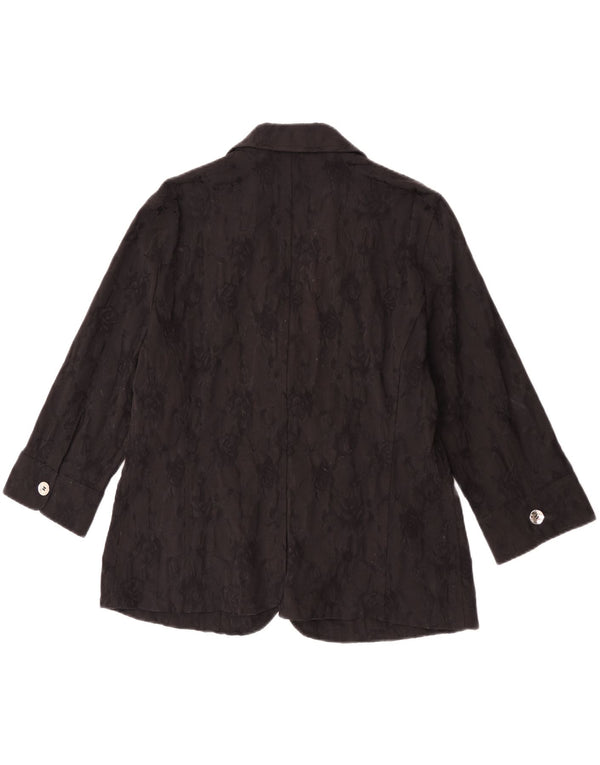Perte by Krizia Chaqueta Blazer de 2 Botones para Mujer Talla 25 Grande Negro Floral