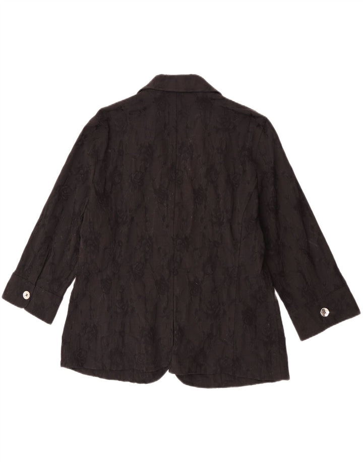 Perte by Krizia Chaqueta Blazer de 2 Botones para Mujer Talla 25 Grande Negro Floral