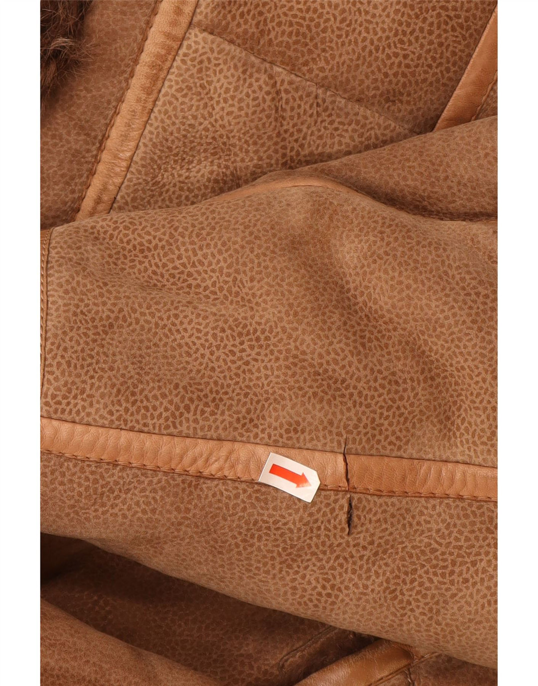 VINTAGE Abrigo de piel de oveja para mujer Reino Unido 16 Estampado animal marrón grande