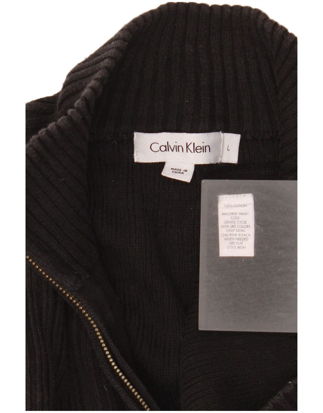 Calvin Klein - Jersey con cuello y cremallera para hombre, talla grande, algodón negro