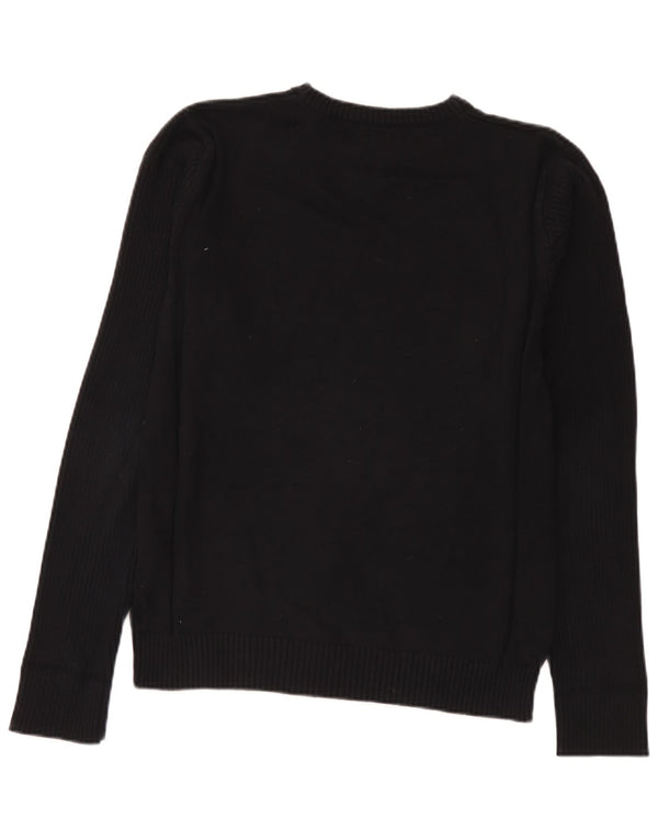 Jack & Jones Jersey con cuello redondo y gráfico para hombre, talla grande, algodón negro
