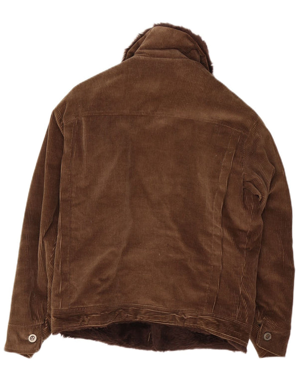 Vintage hombres Sherpa Corduroy chaqueta Reino Unido 36 pequeño marrón