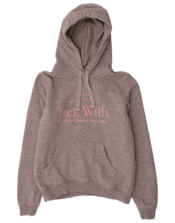 Jack Wills Jersey con capucha de gran tamaño para mujer con gráfico UK 8 Small Gris Algodón