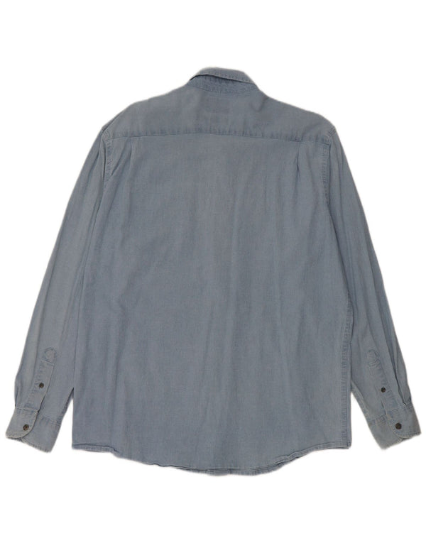Wrangler Camisa Vaquera Para Hombre Algodón Azul Grande