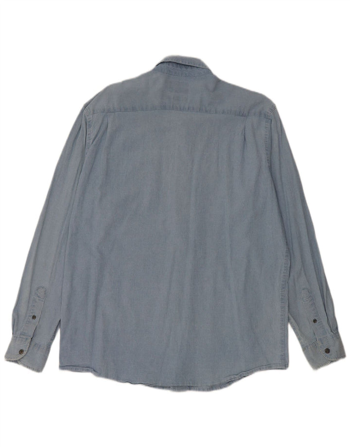 Wrangler Camisa Vaquera Para Hombre Algodón Azul Grande
