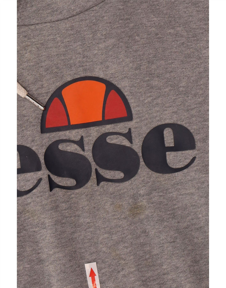 Ellesse Hombre Sudadera Con Capucha Gráfica Jersey De Algodón Gris Medio