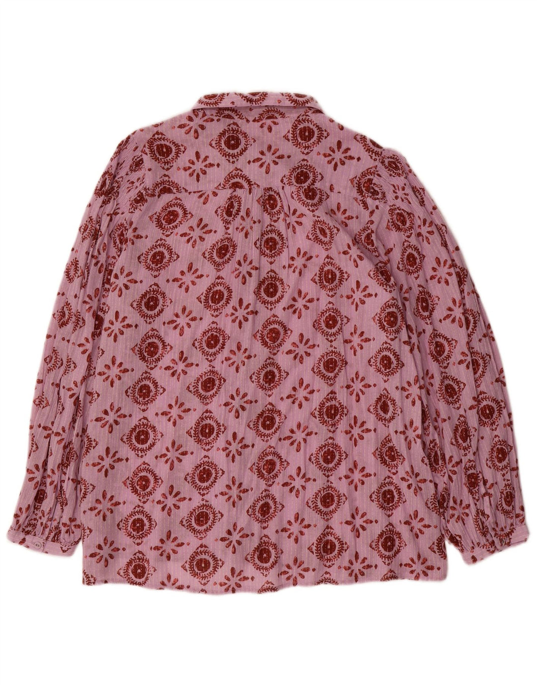 Camisa extragrande para mujer Fat Face UK 44 Algodón geométrico rosa medio