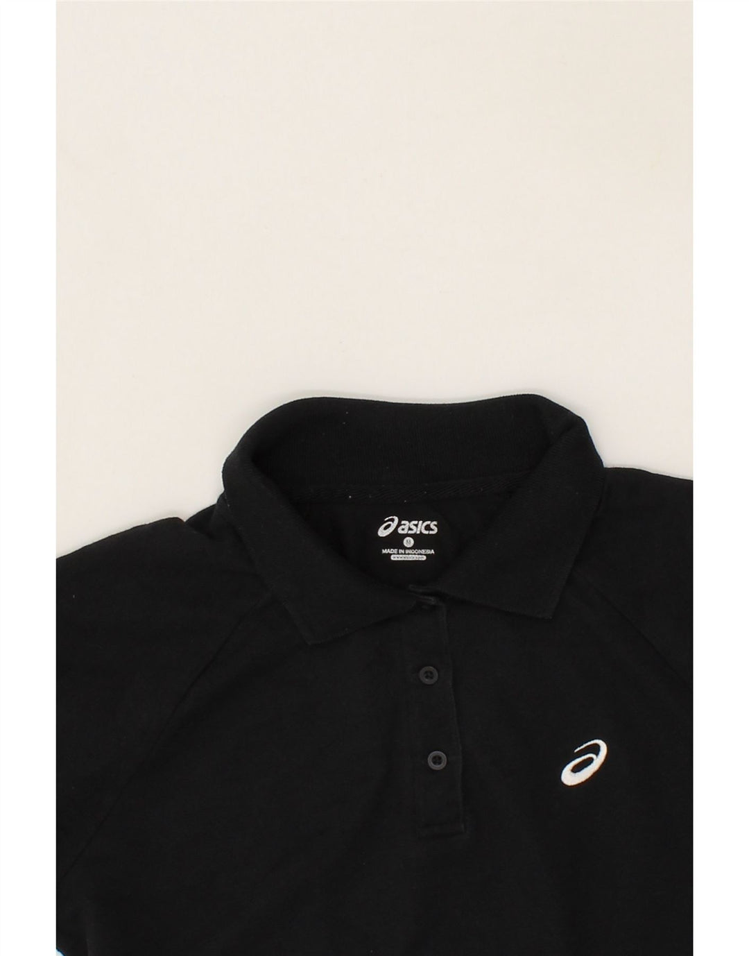 ASICS Womens Polo Shirt UK 12 Medium Black Cotton Vintage Asics and Second-Hand Asics from Messina Hembry 
