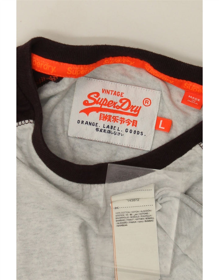 Superdry Hombre Top De Manga Larga De Algodón Color Block Gris Grande