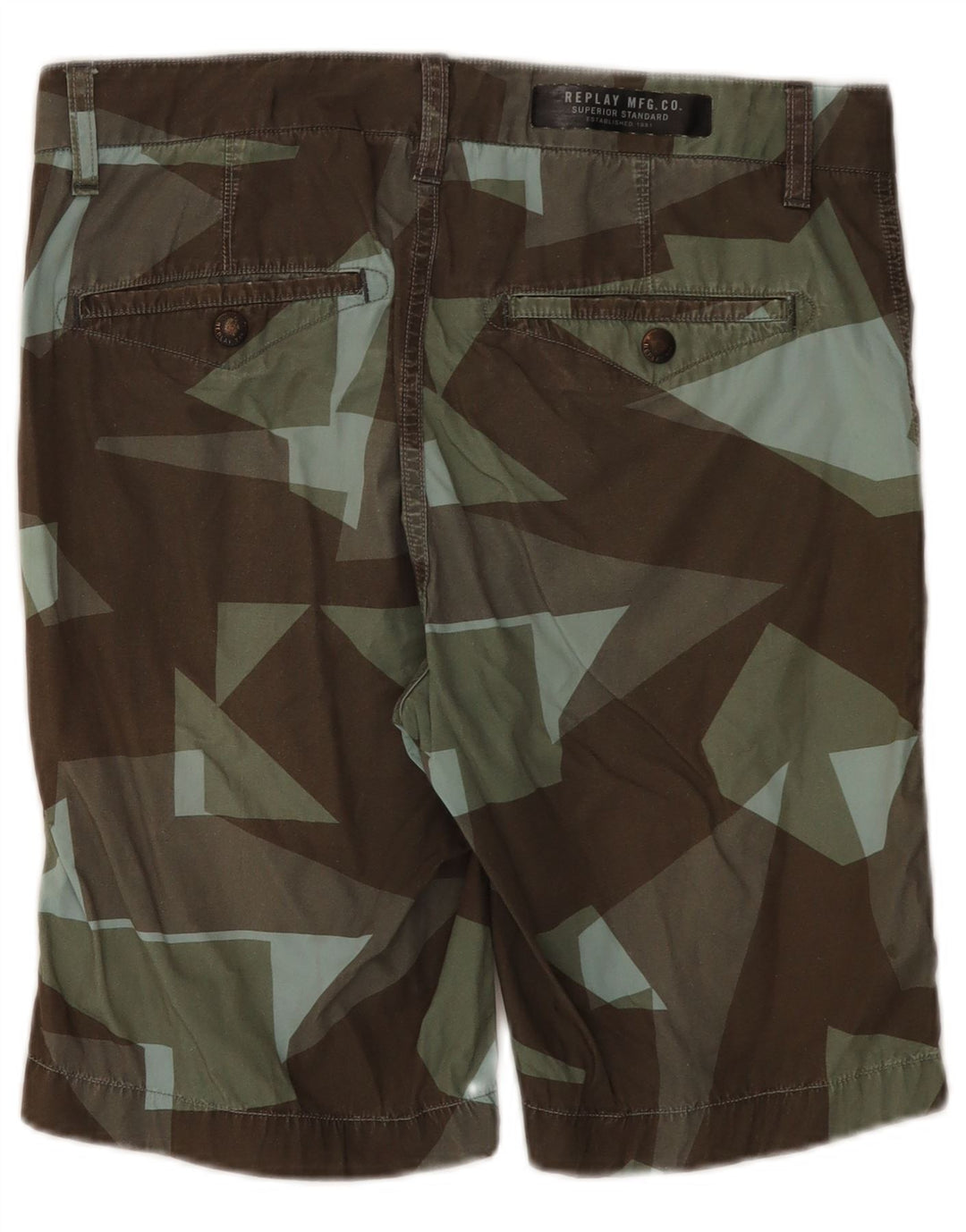 Replay Pantalones cortos chinos para hombre W30 Algodón geométrico multicolor mediano