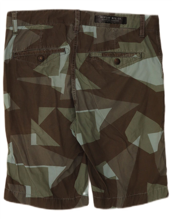 Replay Pantalones cortos chinos para hombre W30 Algodón geométrico multicolor mediano