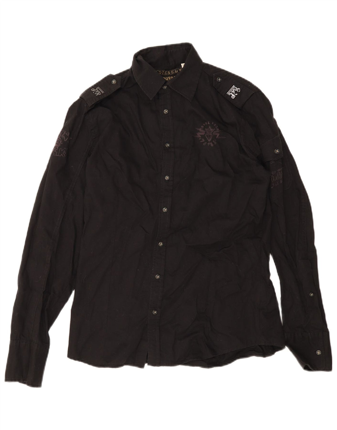 Diesel Camisa Militar Con Estampado De Hombre De Algodón Negro Mediano