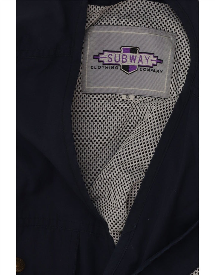 VINTAGE Hombres Utility Gilet Reino Unido 42 XL Azul Marino