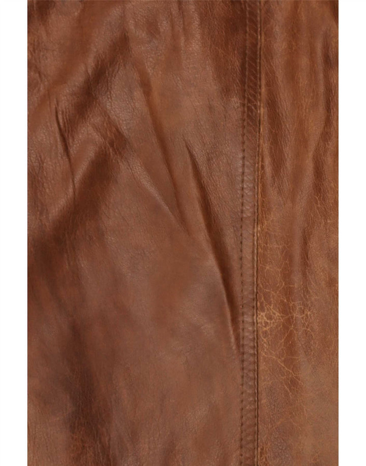Vintage hombres chaqueta de cuero militar Reino Unido 36 pequeño marrón