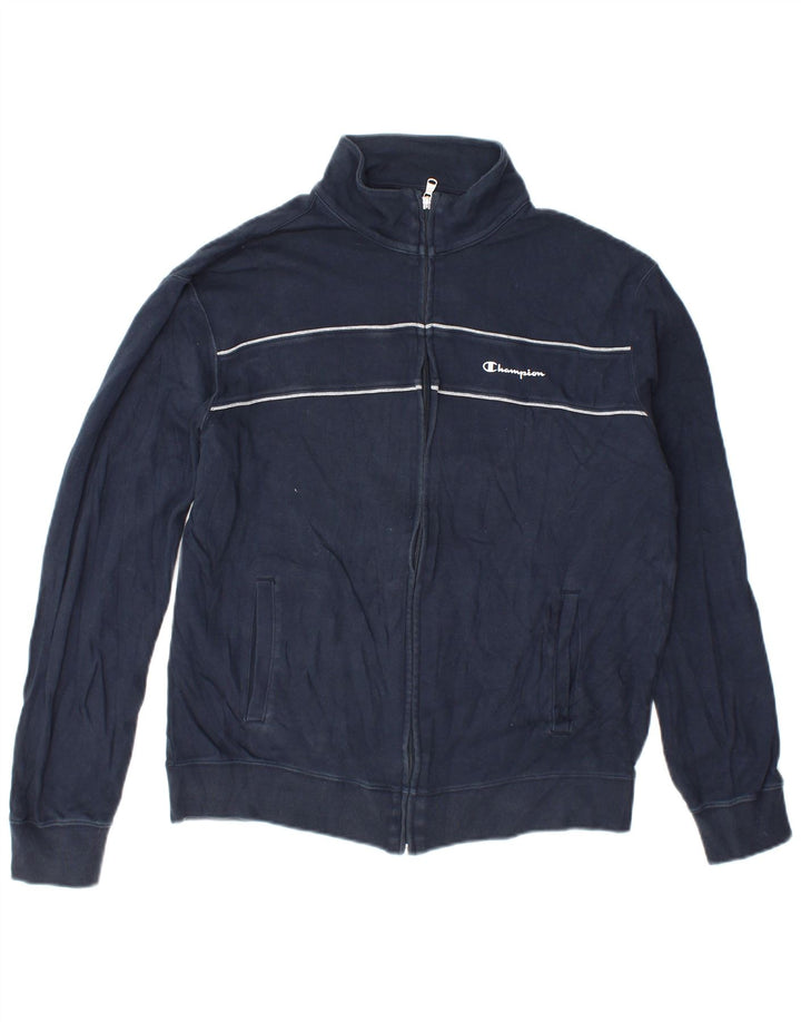 Champion Chaqueta de chándal para hombre de algodón a rayas azul marino grande