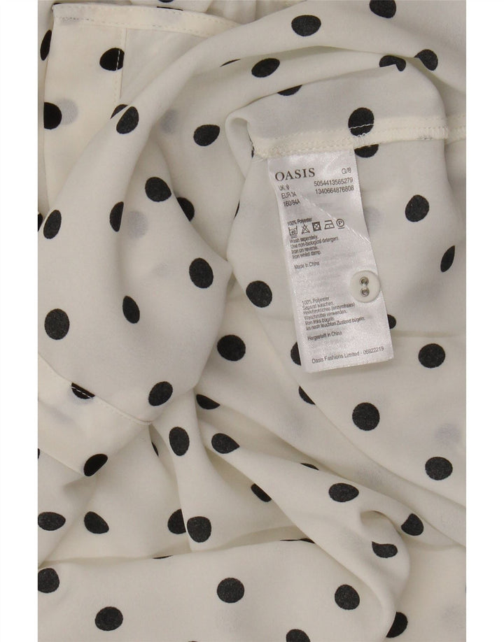 Oasis Blusa sin mangas para mujer UK 8 Small White Polka Dot Poliéster