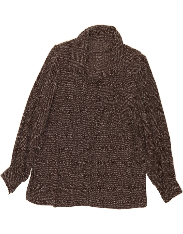 VINTAGE Womens Abstract Pattern Shirt Blouse UK 16 Large Brown Vintage Vintage and Second-Hand Vintage from Messina Hembry 