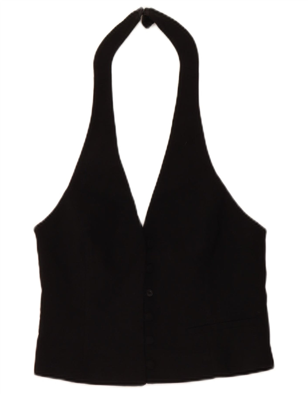 Zara Mujer Crop Halter Top UK 42 Medium Viscosa Negra
