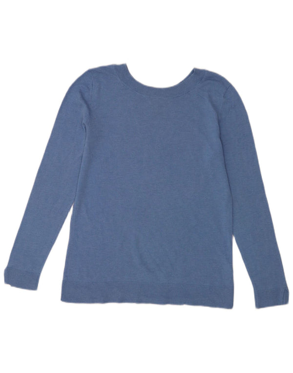 Massimo Dutti Jersey Mujer Cuello Barco UK 40 Seda Azul Medio