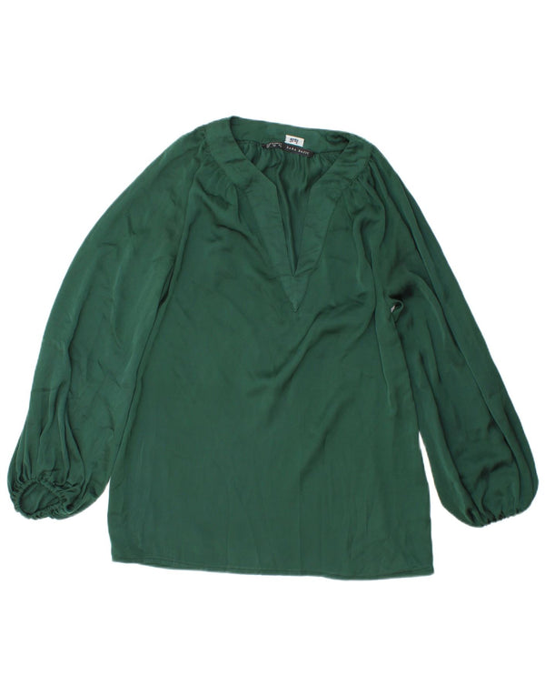 Zara Mujer Blusa De Manga Larga Top UK 6 XS Verde