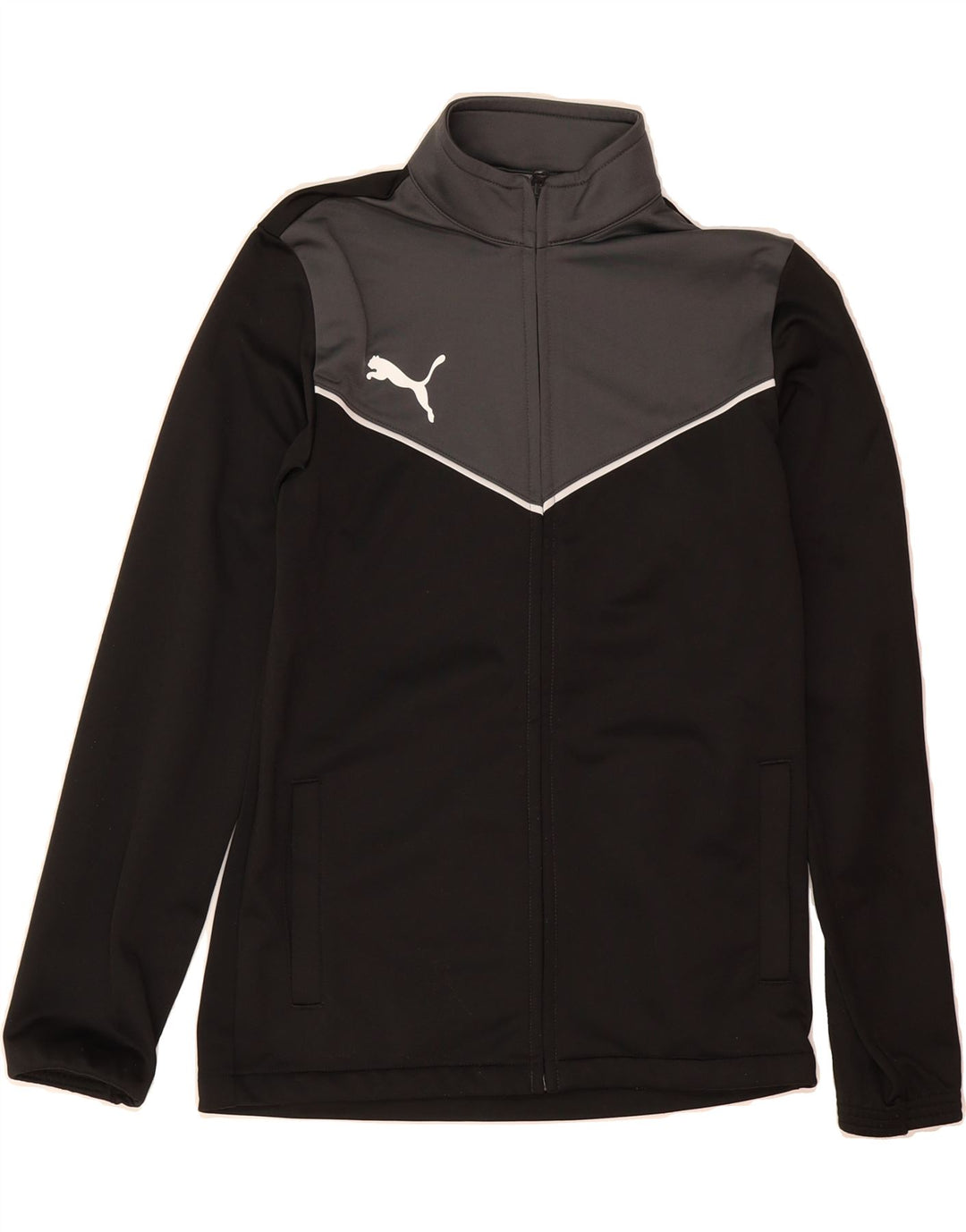 PUMA Boys Tracksuit Top Jacket 13-14 Years Black Colourblock Polyester Vintage Puma and Second-Hand Puma from Messina Hembry 
